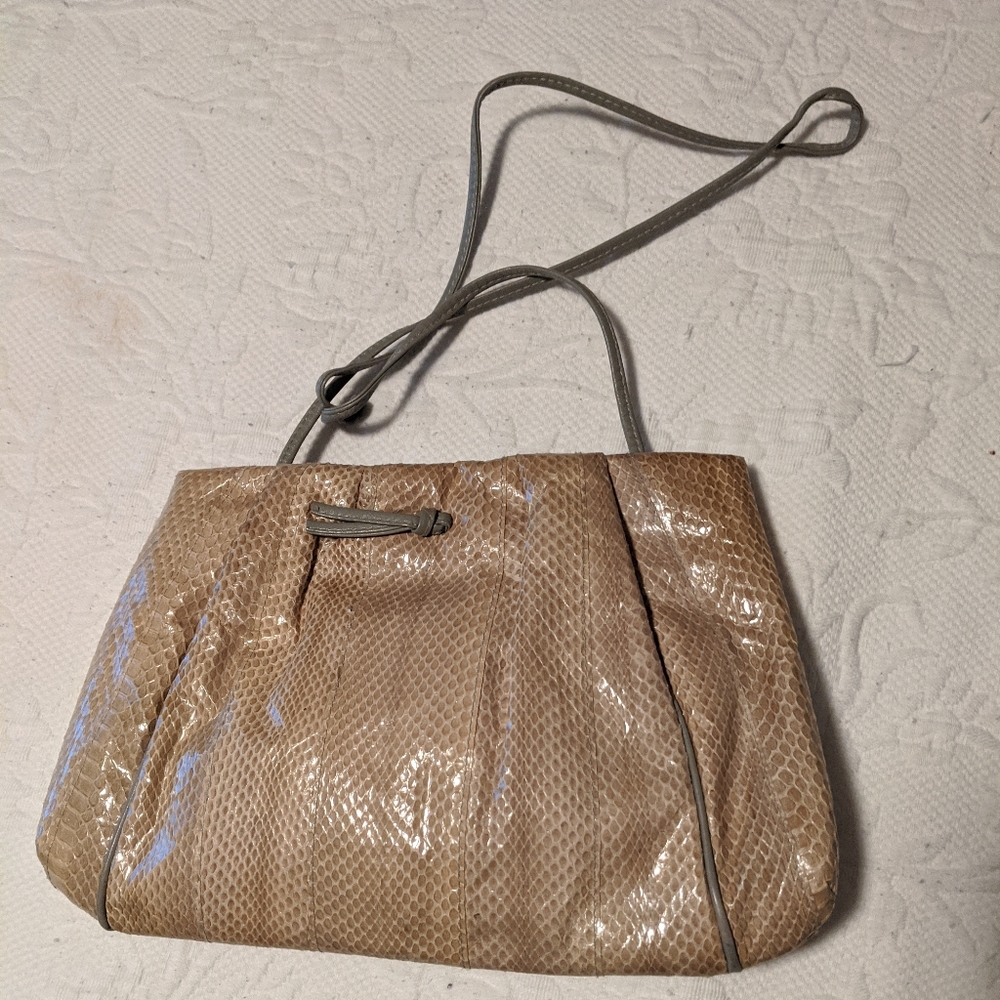 Clemente butterscotch snakeskin shoulder bag